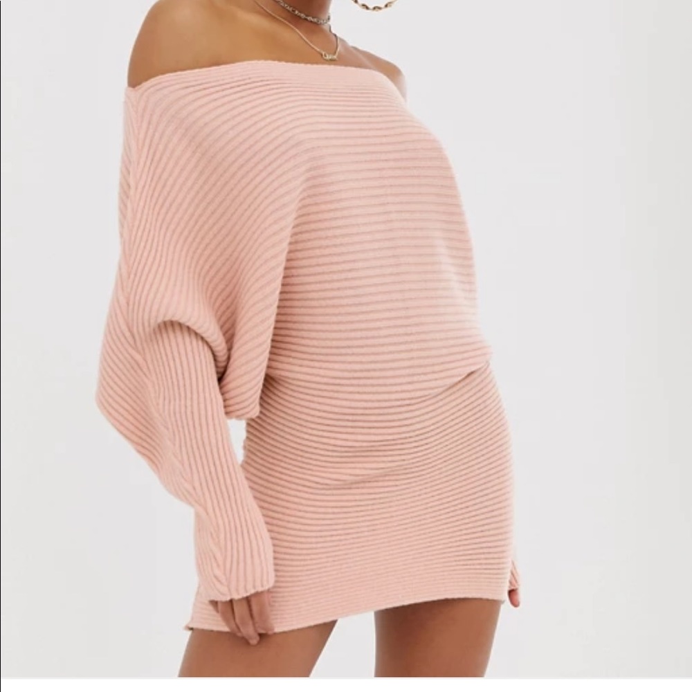 ASOS design ripple off shoulder jumper dress